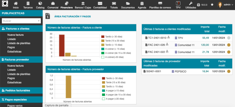 Area Facturacion y pagos con PUBLIFACETICAS