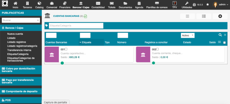 Cuentas Bancarias con PUBLIFACETICAS